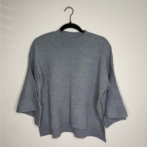 Zenana Grey Bell Sleeve Relax Fit Sweater